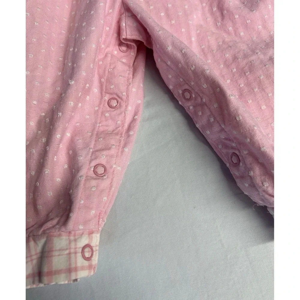 Vintage 80s/90s Pink And White OshKosh B'gosh Bubble Romper Overalls 18 Months